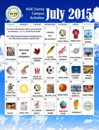 KGIC Surrey - July 2015 Activities