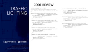 TRAFFIC
LIGHTING
DataGrid curDataGrid = operation.grid
def iColor = 16746496
def sValidateTo = curDataGrid.getCellWithMembers('Input').data
/* can add destCell && to the if and it will ignore the null columns
*/
operation.grid.dataCellIterator('Avg_Price/Case','Input').each
{ DataCell destCell = it.crossDimCell('Initialize')
if(it.data.round(2) != destCell.data.round(2)) {
println it.data.round(2)
println destCell.data.round(2)
it.setBgColor(iColor)}
}
operation.grid.dataCellIterator('Regular_Cases','Input').each{
DataCell destCell = it.crossDimCell('Initialize')
if(it.data.round(2) != destCell.data.round(2)) {
println it.data.round(2)
println destCell.data.round(2)it.setBgColor(iColor)
}
}
operation.grid.dataCellIterator('Net_Sales','Input').each{
DataCell destCell = it.crossDimCell('Initialize')
if(it.data.round(2) != destCell.data.round(2)) {
println it.data.round(2)
println destCell.data.round(2)
it.setBgColor(iColor)
}
}
operation.grid.dataCellIterator("GP_Level_2","Input").each
{
DataCell destCell = it.crossDimCell('Initialize')
if(it.data.round(2) != destCell.data.round(2)) {println it.data.round(2)
println destCell.data.round(2)
it.setBgColor(iColor)
}
}
CODE REVIEW
operation.grid.dataCellIterator("Case_Growth",'Input').each
{
DataCell destCell = it.crossDimCell('Initialize')if(it.data.round(2) != destCell.data.round(2)) {
println it.data.round(2)
println destCell.data.round(2)
it.setBgColor(iColor)
}}
operation.grid.dataCellIterator('Sales_Growth','Input').each
{
DataCell destCell = it.crossDimCell('Initialize')if(it.data.round(2) != destCell.data.round(2)) {
println it.data.round(2)
println destCell.data.round(2)
it.setBgColor(iColor)}
}
operation.grid.dataCellIterator("GP_2_%_Diff",'Input').each
{ DataCell destCell = it.crossDimCell('Initialize')
if(it.data.round(2) != destCell.data.round(2)) {
println it.data.round(2)
println destCell.data.round(2)
it.setBgColor(iColor)}
}
 