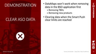 22
DEMONSTRATION
CLEAR ASO DATA
• DataMaps won’t work when removing
data in the BSO application first
» Removing TBHs
» Removing new products
• Clearing data when the Smart Push
clear limits are reached
ODTUG • Kscope 18 Groovy Grid Builder – Deep Dive • Kyle Goodfriend
 