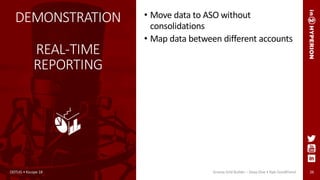 26
DEMONSTRATION
REAL-TIME
REPORTING
• Move data to ASO without
consolidations
• Map data between different accounts
ODTUG • Kscope 18 Groovy Grid Builder – Deep Dive • Kyle Goodfriend
 