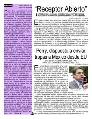 “Receptor Abierto”
editorial         LA INSURGENCIA
                    QUE SE ASOMA


D     etrás de la escandalosa viole...