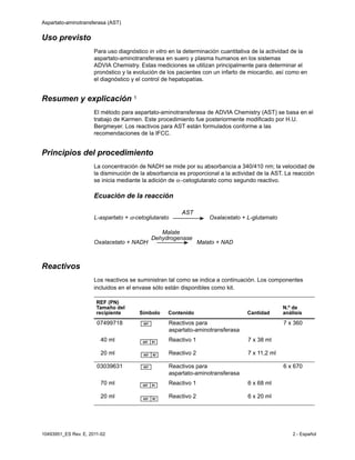 Reactivo de transaminasa tgo ast | PDF