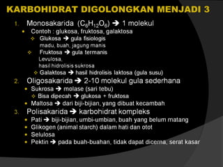 KARBOHIDRAT DIGOLONGKAN MENJADI 3

 