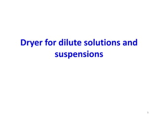 Dryer for dilute solutions and
suspensions
9
 