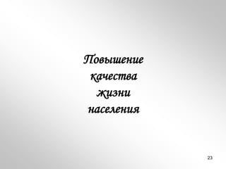 Повышение
качества
жизни
населения
23
 