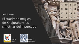 El cuadrado mágico
de Khajuraho y las
simetrías del hipercubo
Andrés Navas
USACH
Chile
UNAM
Cuernavaca
 
