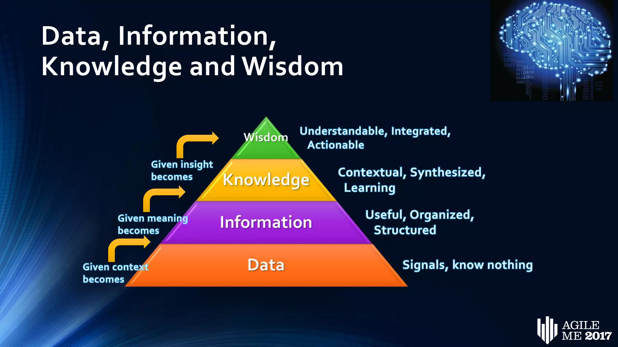 Data, Information,
Knowledge and Wisdom
 