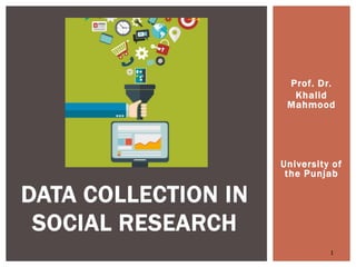 Prof. Dr.
Khalid
Mahmood
University of
the Punjab
1
DATA COLLECTION IN
SOCIAL RESEARCH
 