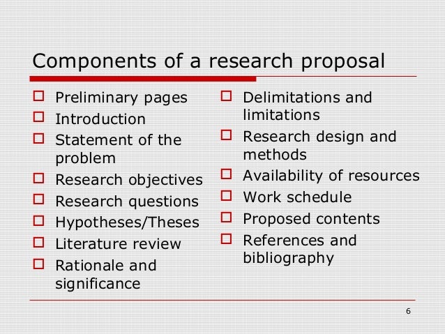 components of preliminary pages of research proposal