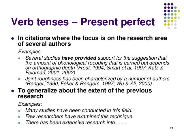 Scientific article writing verb tense