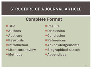 How to write a journal article