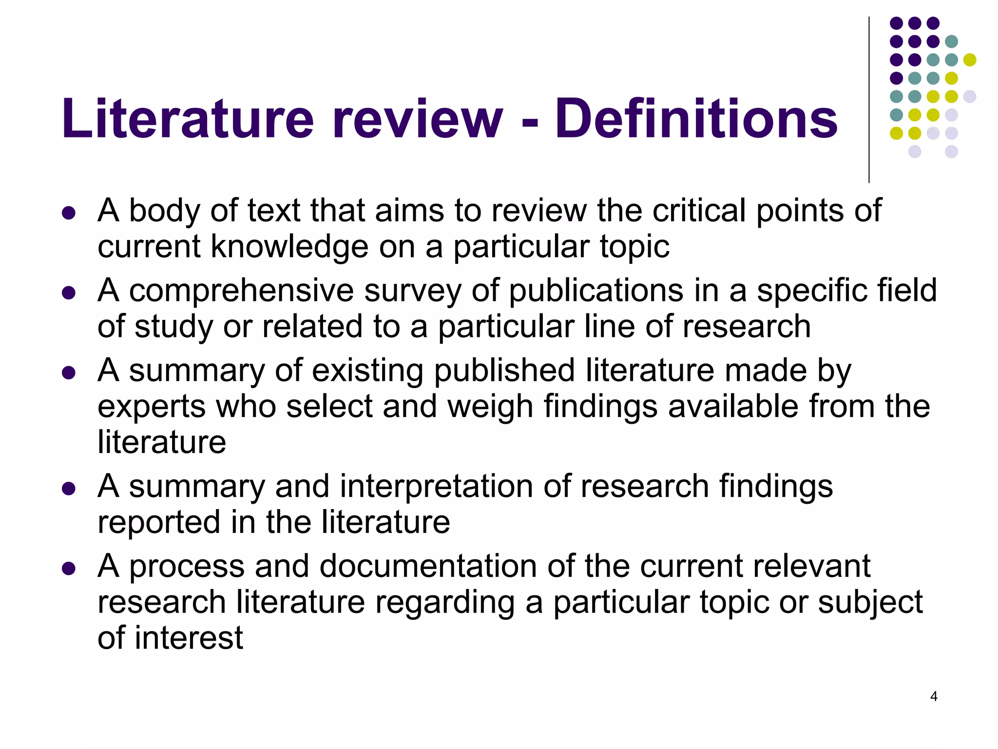 Literature review in a research proposal | PPTX
