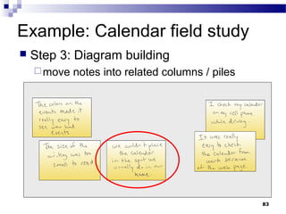 Example: Calendar field study
   Step 3: Diagram building
     move   notes into related columns / piles




                                                  83
 