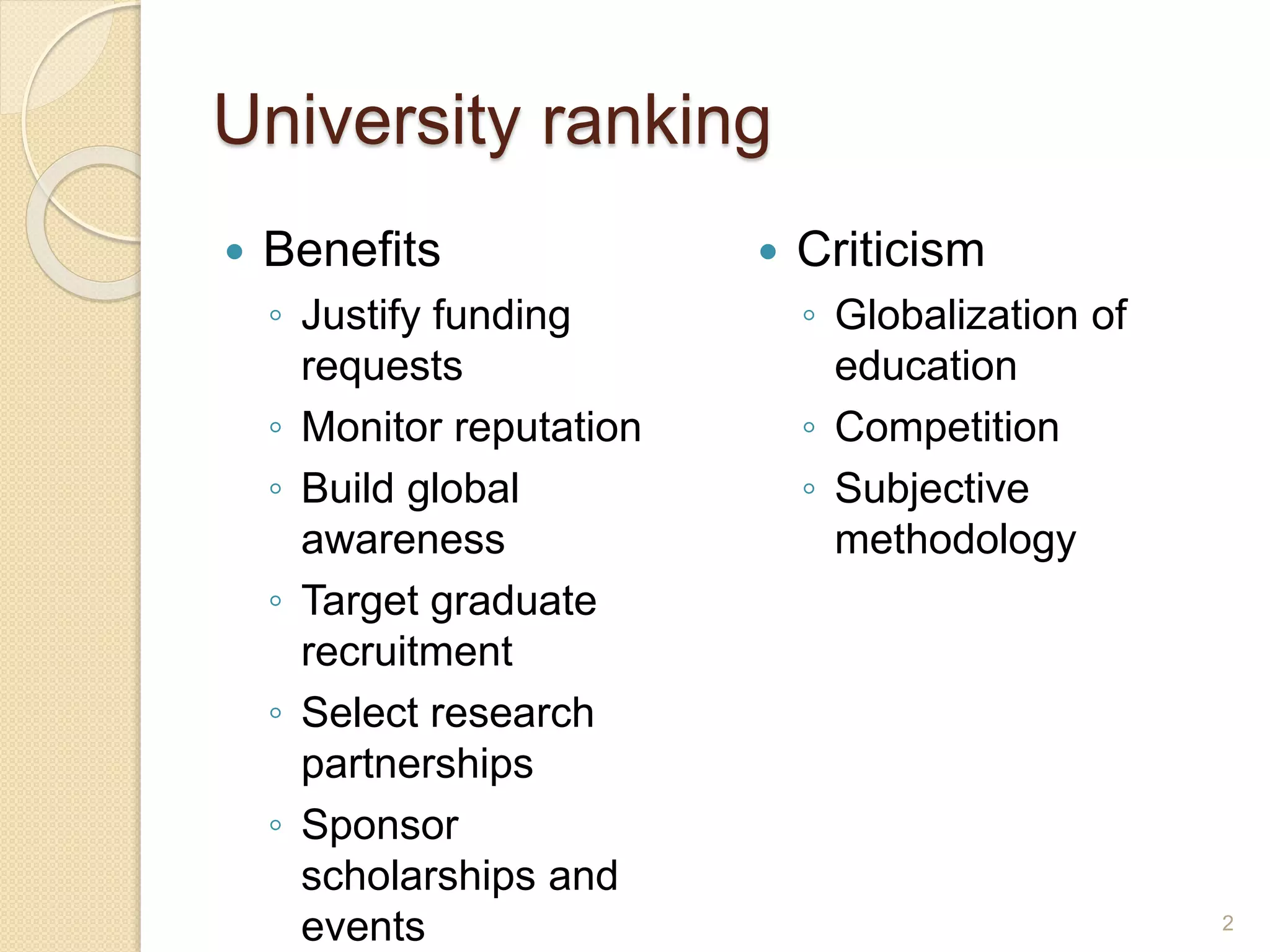 World university ranking systems | PPTX