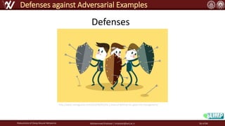 Robustness of Deep Neural Networks Mohammad Khalooei | khalooei@aut.ac.ir
Defenses against Adversarial Examples
Defenses
http://www.rmmagazine.com/2016/06/01/the-3-lines-of-defense-for-good-risk-management/
56 of 84
 