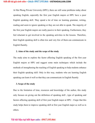 Khóa Luận Factor Afecting Speaking Skill Of First Year English Major At ...