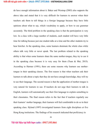 Khóa Luận Factor Afecting Speaking Skill Of First Year English Major At ...