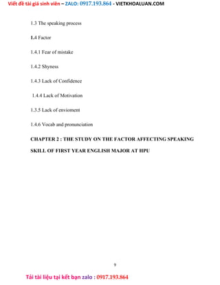 Khóa Luận Factor Afecting Speaking Skill Of First Year English Major At ...
