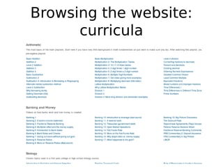Browsing the website:
      curricula
 