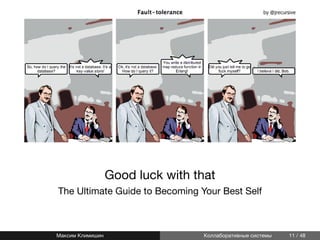 Good luck with that
The Ultimate Guide to Becoming Your Best Self
Максим Климишин Коллаборативные системы 11 / 48
 