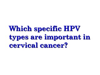 Which specific HPV types are important in cervical cancer? 