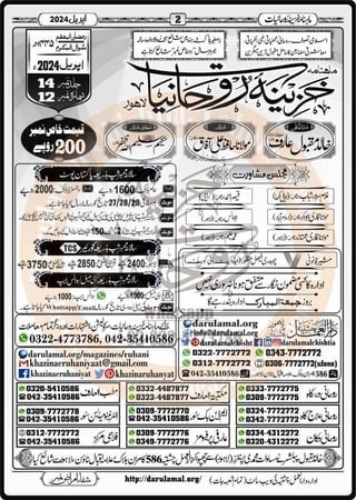 Monthly Khazina-e-Ruhaniyaat April’2024 (Vol.14, Issue 12)