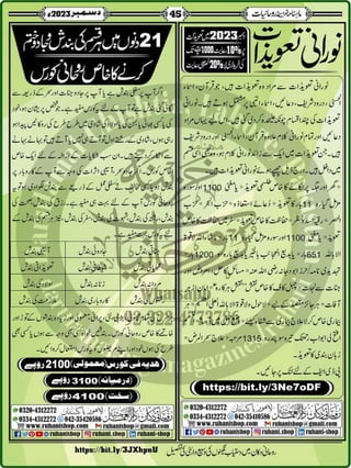 Monthly Khazina-e-Ruhaniyaat December'23 (Vol.14, Issue 8)
