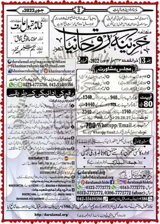 Monthly Khazina-e-Ruhaniyaat Jun'22 (Vol.13, Issue 2)