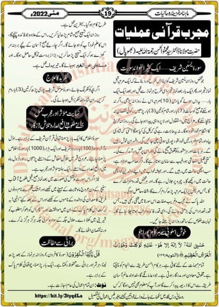 Monthly Khazina-e-Ruhaniyaat May'22 (Vol.13, Issue 1)