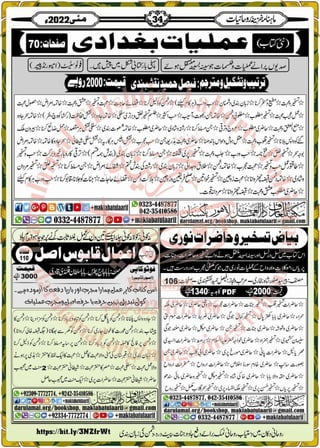 Monthly Khazina-e-Ruhaniyaat May'22 (Vol.13, Issue 1)