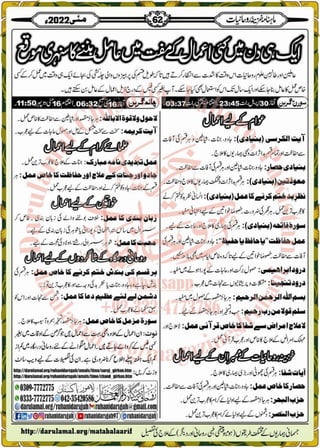 Monthly Khazina-e-Ruhaniyaat May'22 (Vol.13, Issue 1)