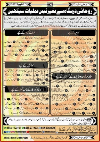 Monthly Khazina-e-Ruhaniyaat October'23 (Vol.14, Issue 6)