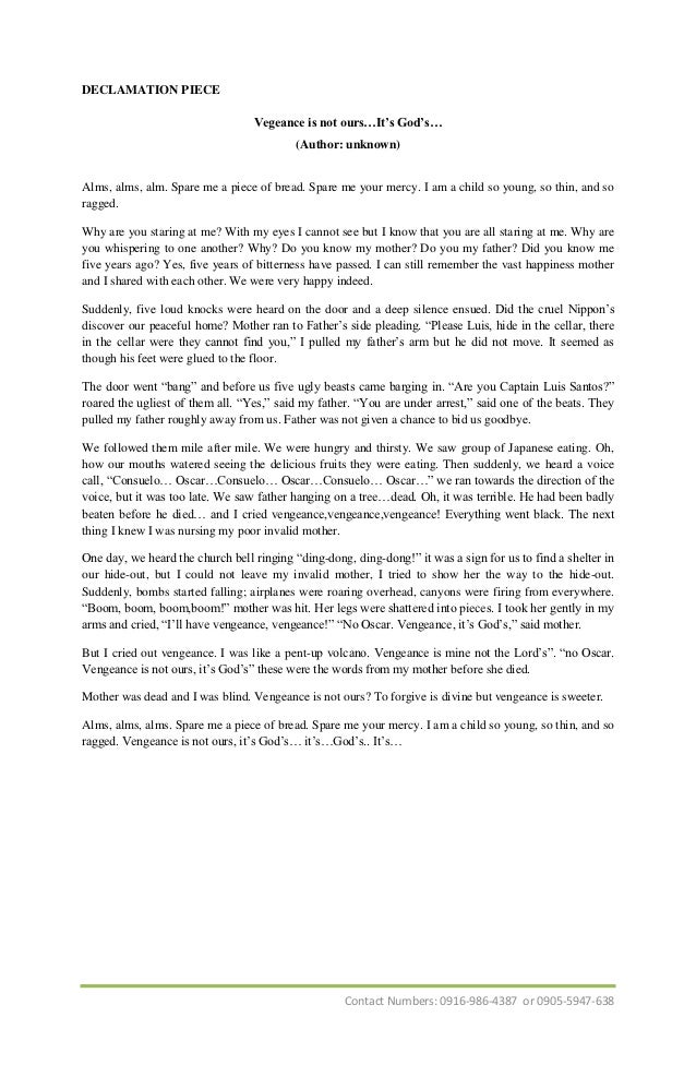 about unwanted child declamation about unwanted child declamation
