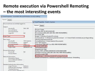 Remote execution via Powershell Remoting
– the most interesting events
 