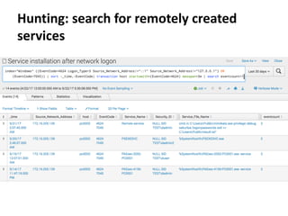 Hunting: search for remotely created
services
 
