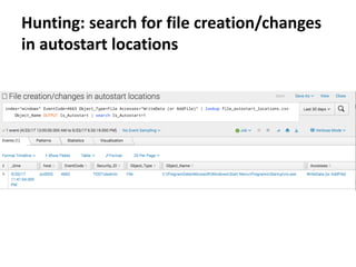 Hunting: search for file creation/changes
in autostart locations
 