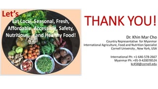 Linking Agriculture, Food Systems and Nutrition for Food and Nutrition Security in Myanmar 