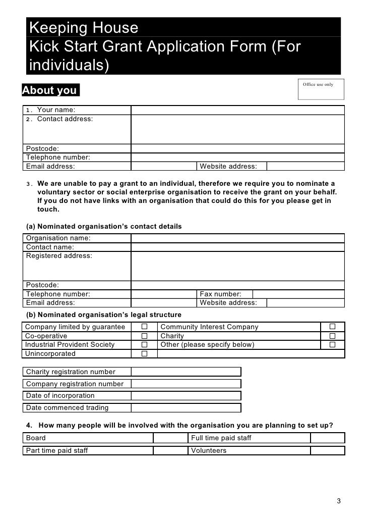 Kh kick start grant application 2010 for individuals