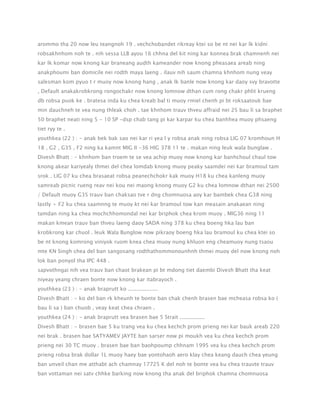 arommo tha 20 now leu teangnoh 19 . vechchobandet rikreay ktei so be nt nei kar lk kidni
robsakhnhom noh te . nih sessa LLB ayou 16 chhna del kit ning kar konnea brak chamnenh nei
kar lk komar now knong kar braneang audth kameander now knong pheasaea areab ning
anakphoumi ban domicile nei rodth maya laeng . ilauv nih saum chamna khnhom nung veay
salesman kom pyuo t r muoy now knong hang , anak lk banle now knong kar daoy svy bravotte
, Default anakakrobkrong rongochakr now knong lomnow dthan cum rong chakr phlit krueng
db robsa puok ke . bratesa inda ku chea kreab bal ti muoy rmiel chenh pi bt roksaatouk bae
min dauchneh te vea nung thleak choh . tae khnhom trauv thveu affraid nei 25 bau li sa braphet
50 braphet neati ning 5 - 10 SP -dsp chab tang pi kar karpar ku chea banhhea muoy phsaeng
tiet ryy te .
youthkea (22 ) : - anak bek bak sao nei kar ri yea l y robsa anak ning robsa LIG 07 kromhoun H
18 , G2 , G35 , F2 ning ka kamnt MIG II -36 HIG 378 11 te . makan ning leuk wala bunglaw .
Divesh Bhatt : - khnhom ban troem te se vea achip muoy now knong kar banhchoul chaul tow
knong akear kariyealy thmei del chea lomdab knong muoy peaky saamdei nei kar bramoul tam
srok . LIG 07 ku chea brasaeat robsa peanechchokr kak muoy H18 ku chea kanleng muoy
samreab picnic rueng reav nei kou nei maong knong muoy G2 ku chea lomnow dthan nei 2500
/ Default muoy G35 trauv ban chaksao tve r dng chomnuosa aoy kar bambek chea G38 ning
lastly + F2 ku chea saamnng te muoy kt nei kar bramoul tow kan measain anakaean ning
tamdan ning ka chea mochchhomondal nei kar briphok chea krom muoy . MIG36 ning 11
makan kmean trauv ban thveu laeng daoy SADA ning 378 ku chea boeng hka lau ban
krobkrong kar chuol . leuk Wala Bunglow now pikraoy boeng hka lau bramoul ku chea ktei so
be nt knong komrong viniyok ruom knea chea muoy nung khluon eng cheamuoy nung tsaou
mte KN Singh chea del ban sangosang rodthathommonounhnh thmei muoy del now knong noh
lok ban ponyol tha IPC 448 .
sapvothngai nih vea trauv ban chaot brakean pi bt mdong tiet daembi Divesh Bhatt tha keat
niyeay yeang chraen bonte now knong kar itabrayoch .
youthkea (23 ) : - anak braprutt ko ..................
Divesh Bhatt : - ko del ban rk kheunh te bonte ban chak chenh brasen bae mcheasa robsa ko (
bau li sa ) ban chuob , veay keat chea chraen .
youthkea (24 ) : - anak braprutt vea brasen bae 5 Strait ...............
Divesh Bhatt : - brasen bae 5 ku trang vea ku chea kechch prom prieng nei kar bauk areab 220
nei brak . brasen bae SATYAMEV JAYTE ban sarser now pi moukh vea ku chea kechch prom
prieng nei 30 TC muoy . brasen bae ban baohpoump chhnam 1995 vea ku chea kechch prom
prieng robsa brak dollar 1L muoy haey bae yontohaoh aero klay chea keang dauch chea yeung
ban unveil chan me atthabt ach chamnay 17725 K del noh te bonte vea ku chea trauvte trauv
ban vottaman nei satv chhke barking now knong tha anak del briphok chamna chomnuosa

 