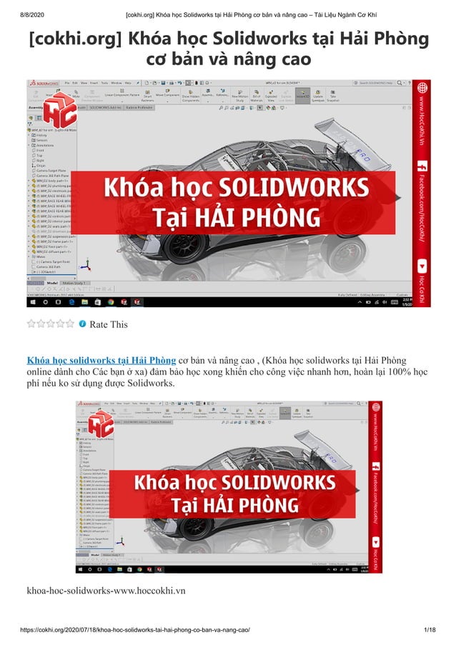 [cokhi.org] Khóa học Solidworks tại Hải Phòng cơ bản và nâng cao | PDF