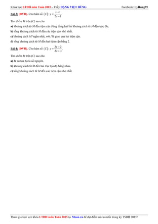 M
n tim cn ngang
a
y
= là 4 = - o
c
a
d y
c
+ +
+ + = ¾¾® =
o o Ax By C
Khong cách t