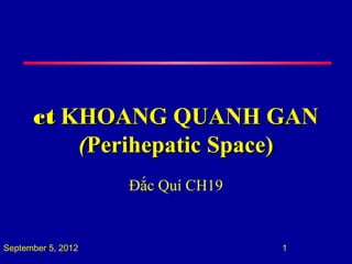 ct KHOANG QUANH GAN
          (Perihepatic Space)
                    Đắc Quí CH19


September 5, 2012                  1
 