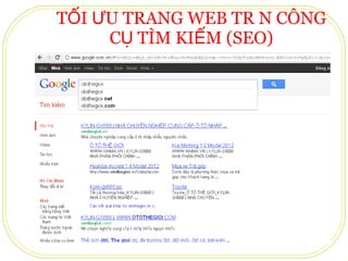 TỐI ƯU TRANG WEB TRÊN CÔNG CỤ TÌM KIẾM (SEO) 