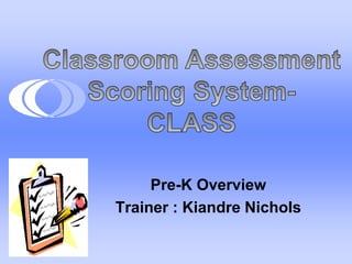 Pre-K Overview
Trainer : Kiandre Nichols
 