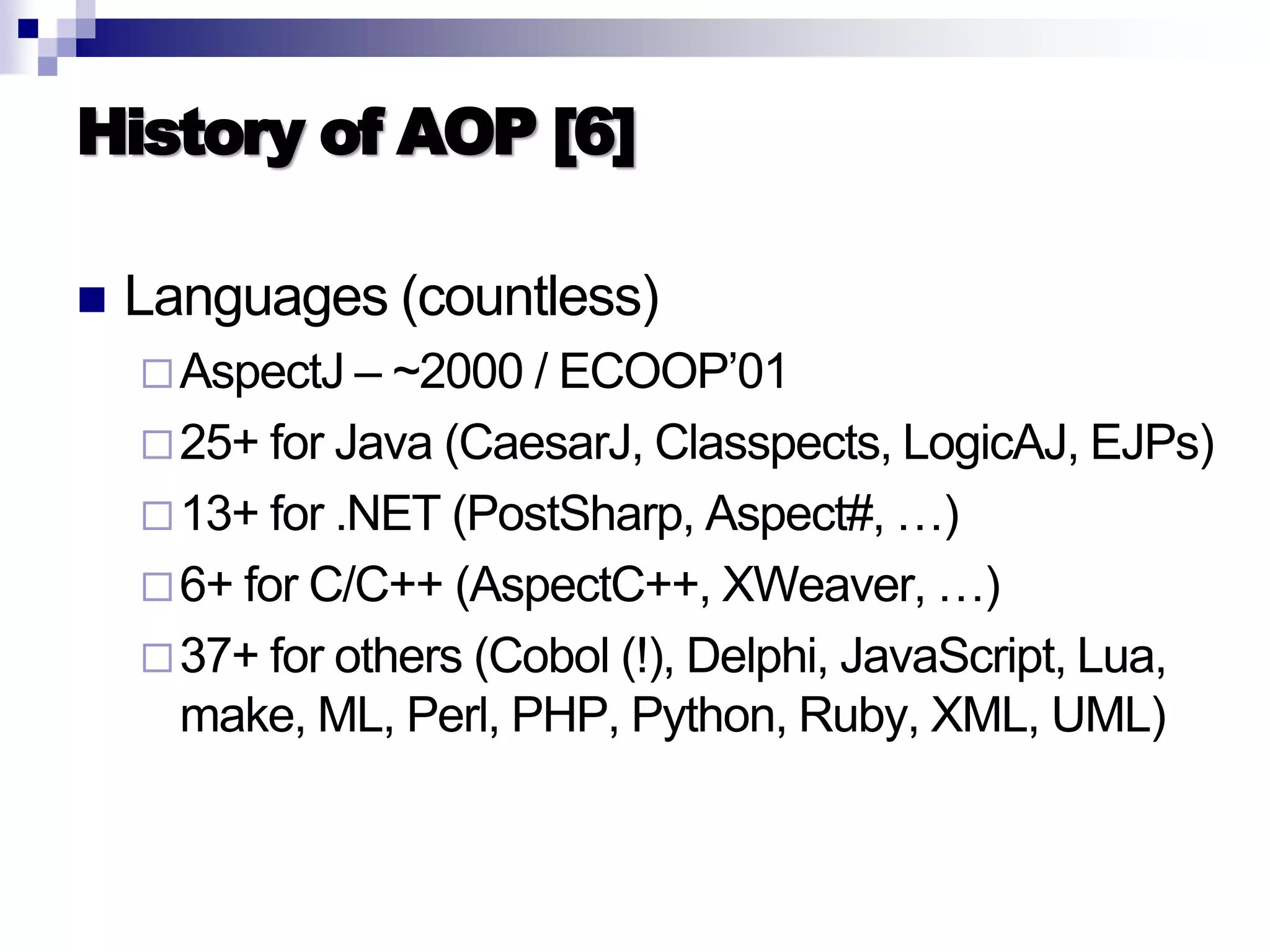 Introduction to AOP, AspectJ, and Explicit Join Points