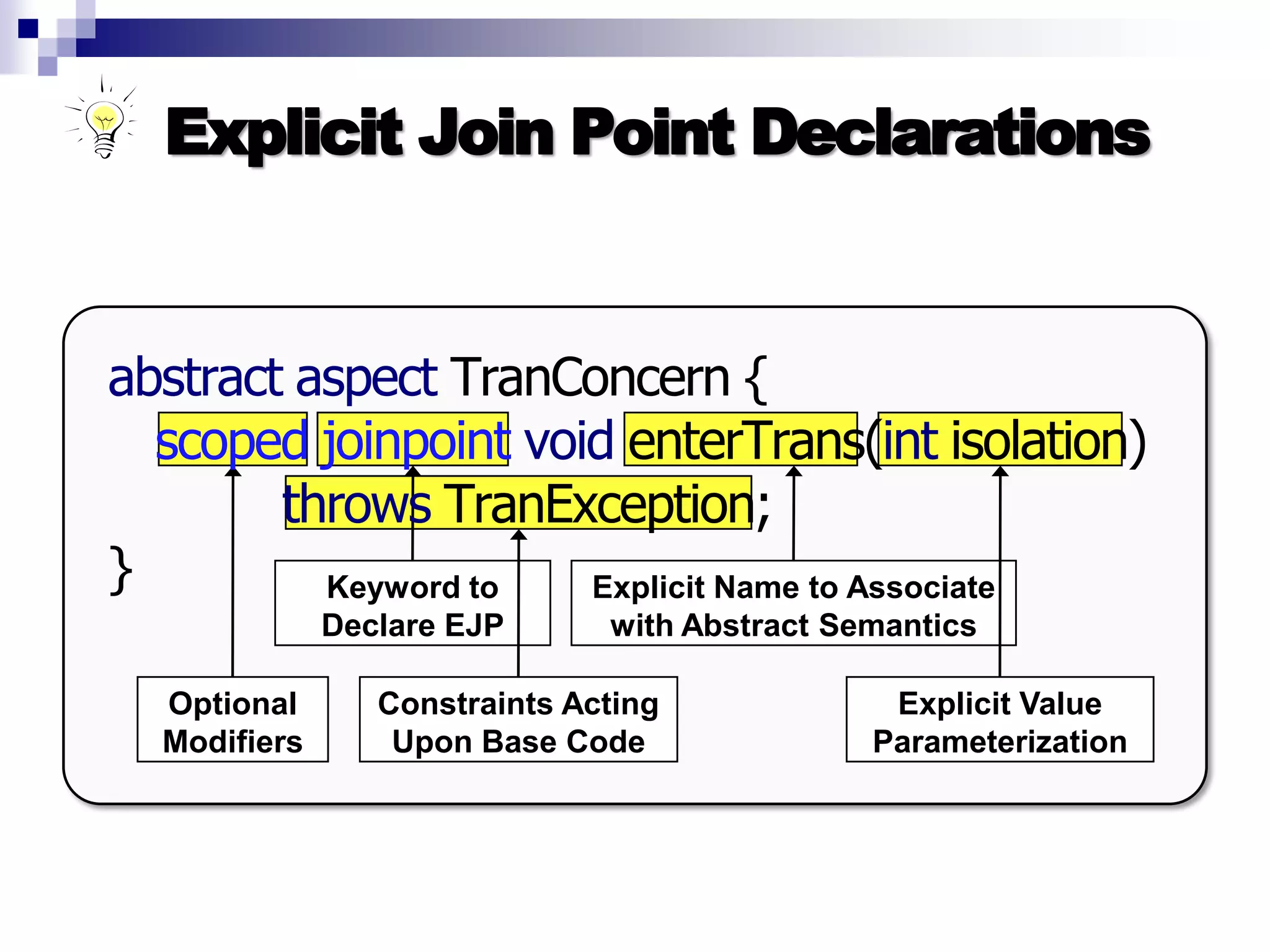 Introduction to AOP, AspectJ, and Explicit Join Points