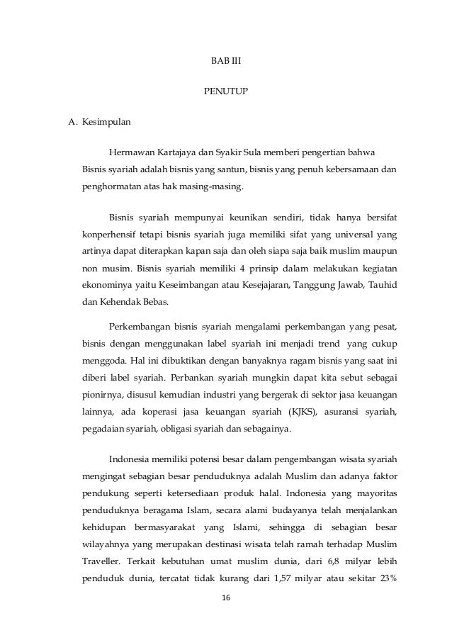 Perkembangan Bisnis Syariah Ke Depan Dan Prospek Wisata Syariah