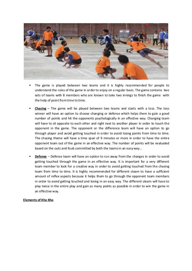 Kho kho history benefits and elements of kho kho game