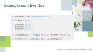 Referência: Event Sequence Unit Testing - Part 134
Exemplo com Eventos
 