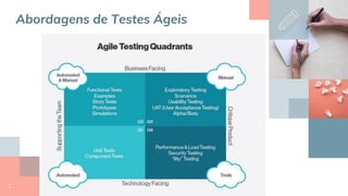 7
Abordagens de Testes Ágeis
 